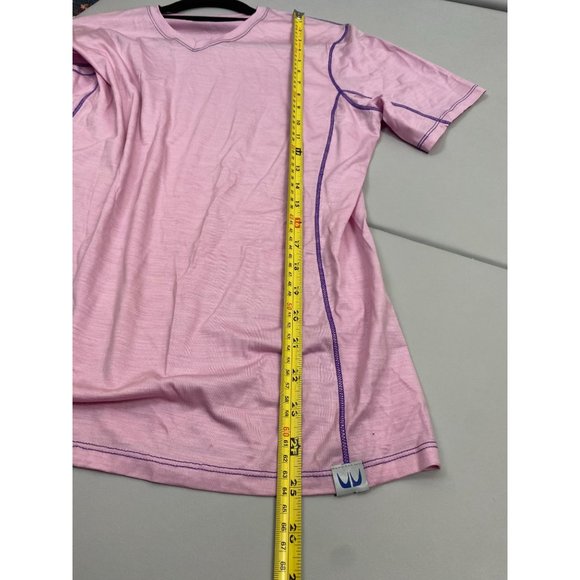 Wilss Merino Wool Womens Baselayer Top size XL Pink Short Sleeves V-Neck Outdoor - Picture 6 of 12